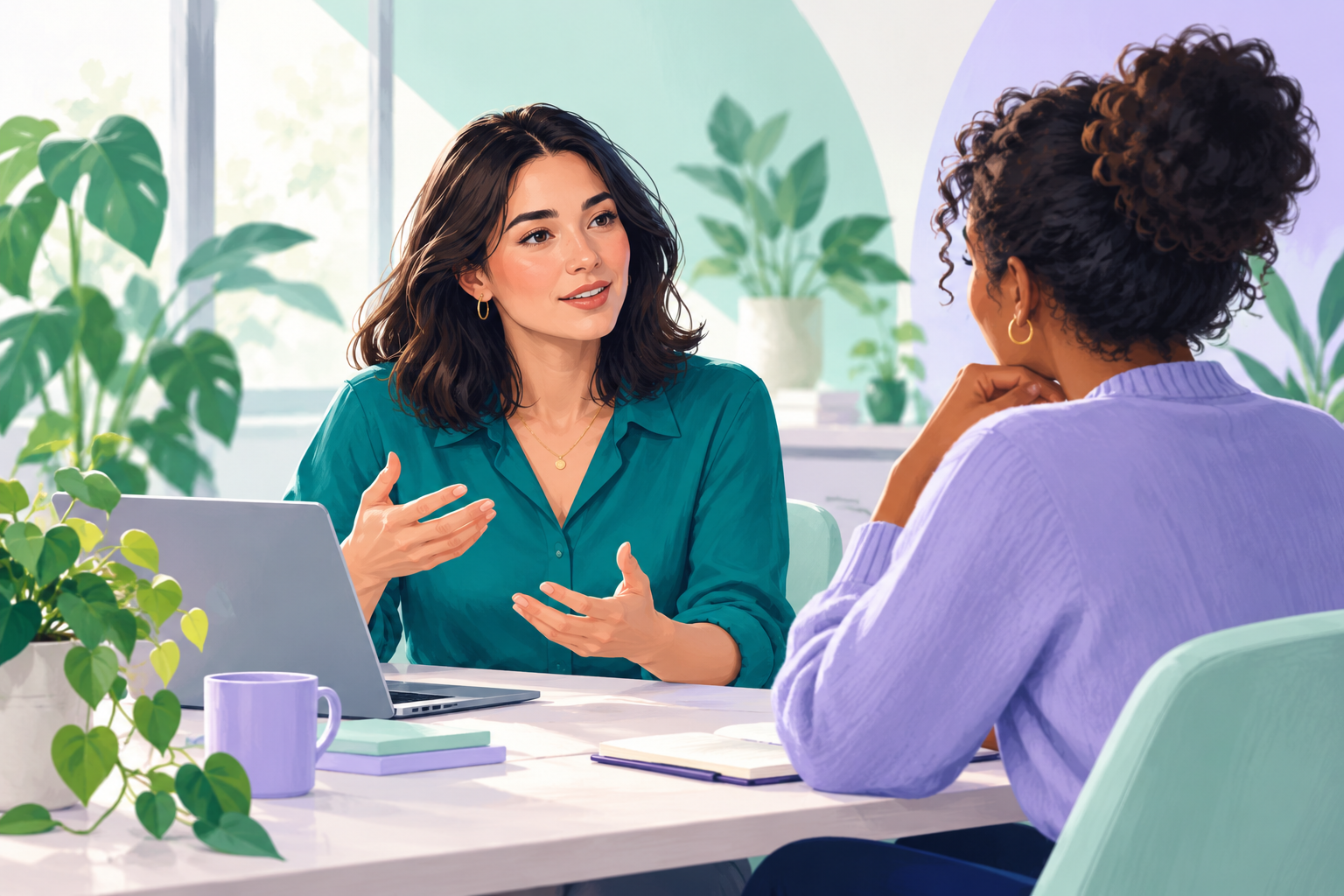 Illustration of scenario-based conversation practice